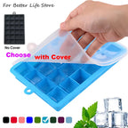 24-Hole Silicone Ice Cube Tray with Lid Square Ice Mold for Drinks & Cocktails
