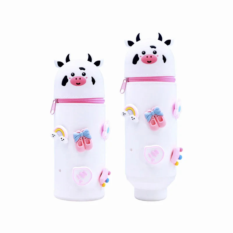 Cute Animal Silicone Pencil Case 2-in-1 Zipper Pen Pouch