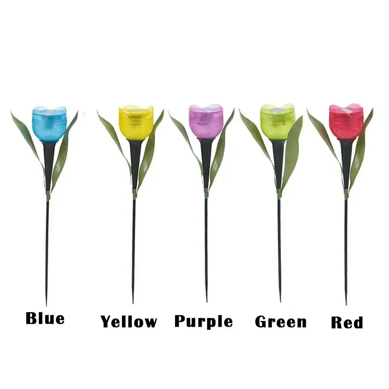 Solar Tulip Rose Flower Lights for Waterproof Garden Decor