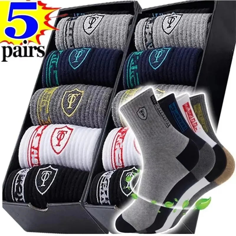 10 Pairs Men's Bamboo Fiber Socks Breathable Cotton Sports & Business Sox