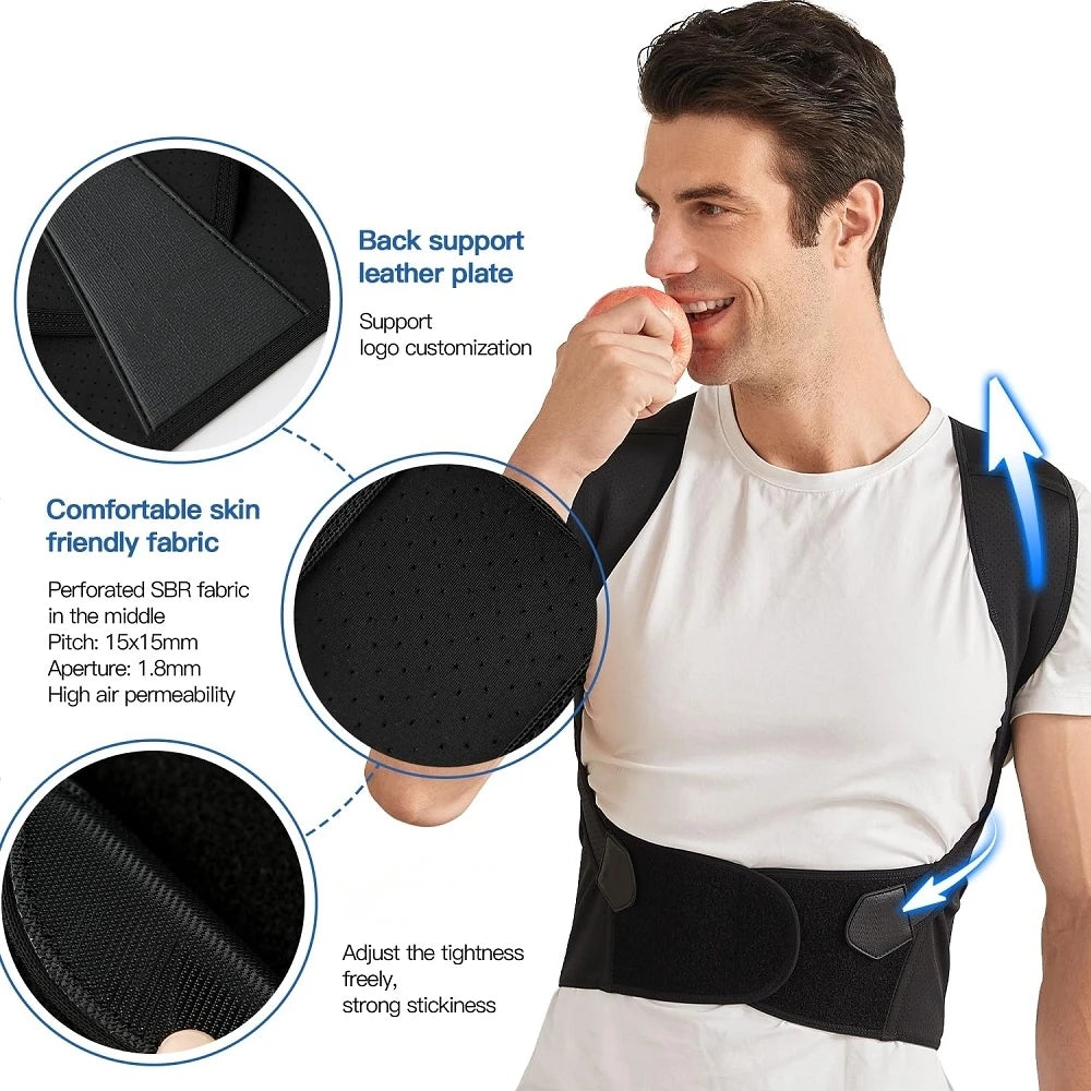 Adjustable Full Back Support Brace Shoulder Straightener Belt