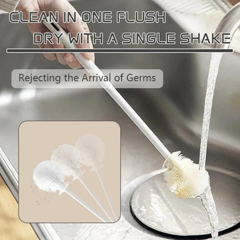 3-in-1 Silicone Bottle Cleaning Brush Long Handle