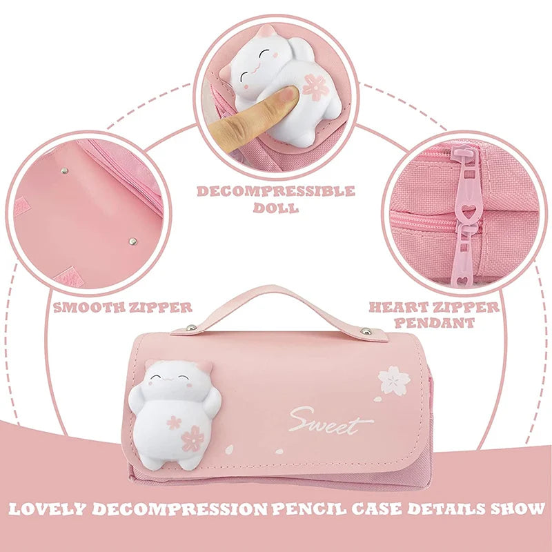 3D Kawaii Pencil Case Cute Waterproof Decompression Pen Pouch