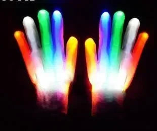 Light Up Gloves Halloween Skull Costume Party Rave Glow Gloves