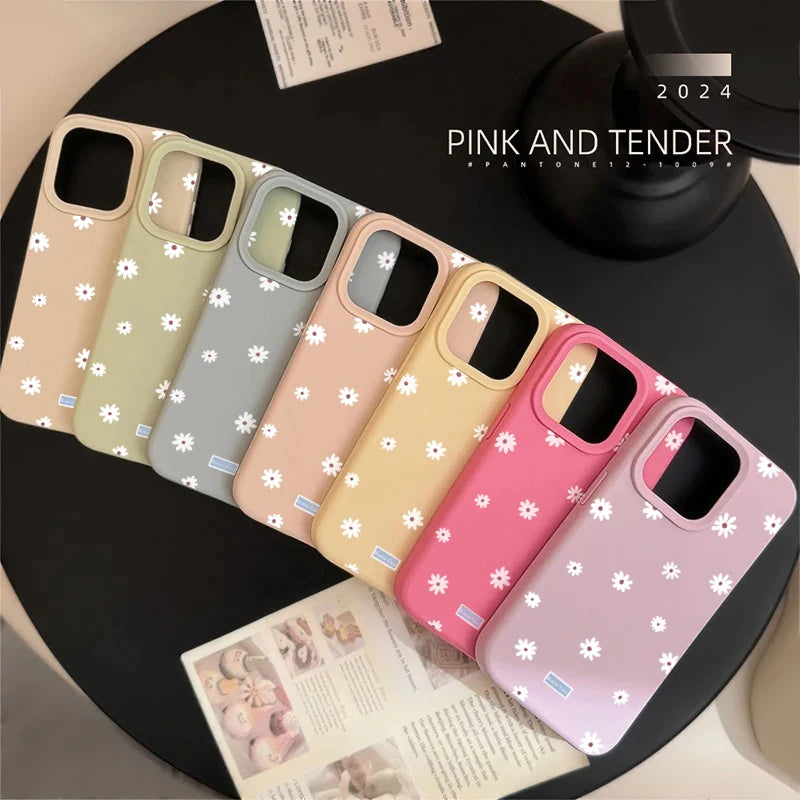 Cute Daisy Flower Case for iPhone 11 12 13 14 15 16 17 Pro Max