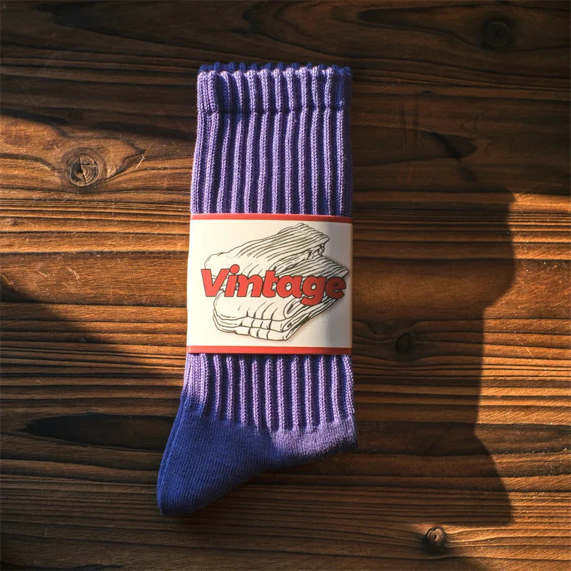 Men Vintage Thick Sports Socks Towel Bottom Casual Unisex