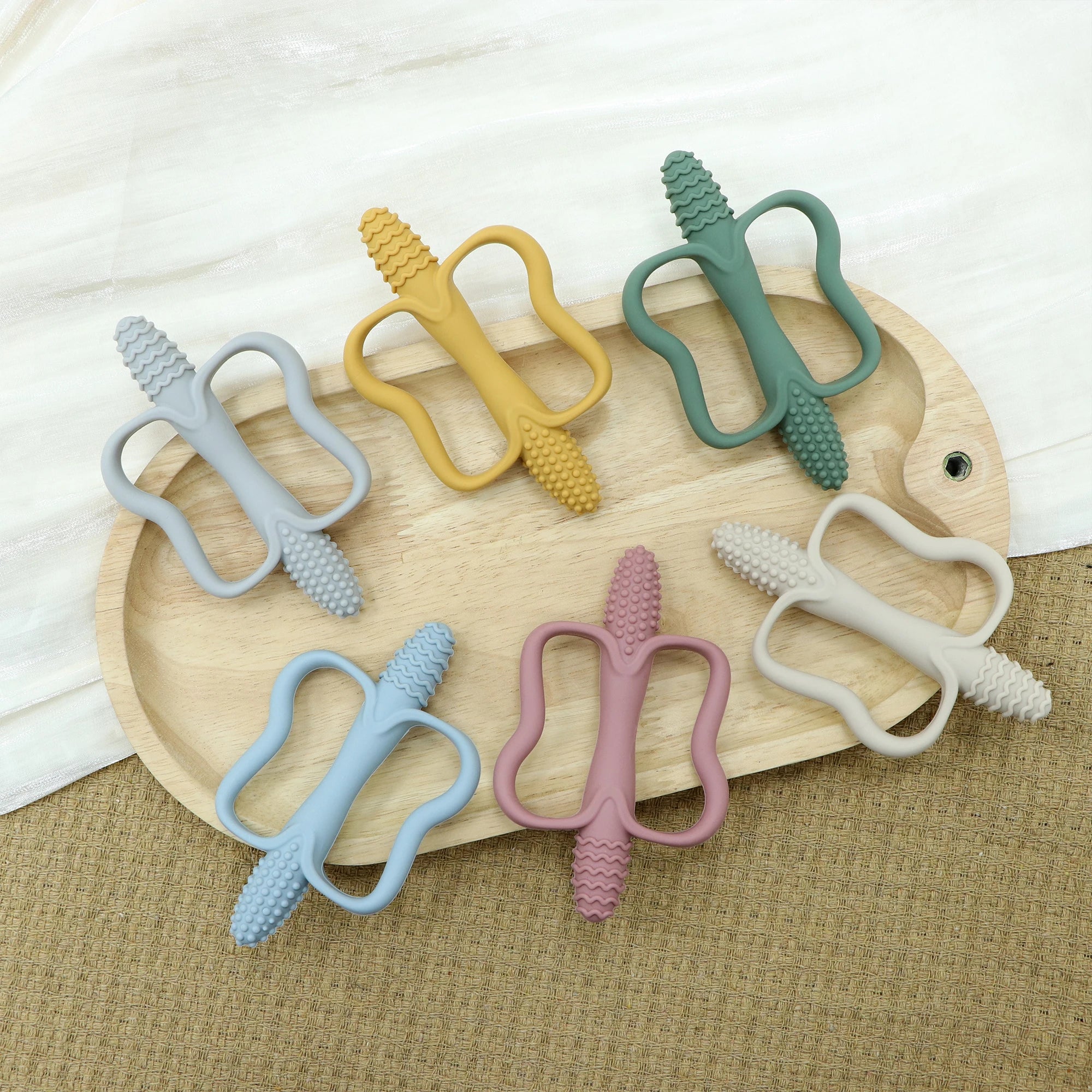 Baby Silicone Teether with Easy-Grip Handles BPA Free