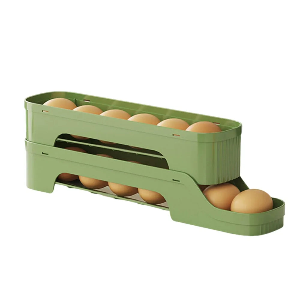 Rolling Egg Storage Box Fridge Egg Organizer