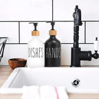 Black Dish Soap Dispenser Set Refillable Kitchen Sink Soap & Detergent Bottles