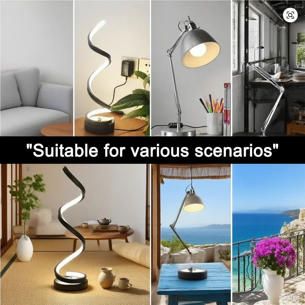 LED Spiral Dimmable Table Lamp for Bedroom & Office