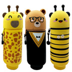 Cute Animal Silicone Pencil Case 2-in-1 Zipper Pen Pouch