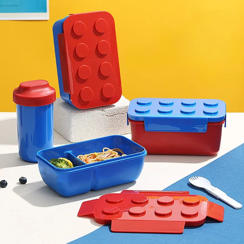 Portable Building Block Lunch Box 1050/1300ML Bento Food Container for Kids