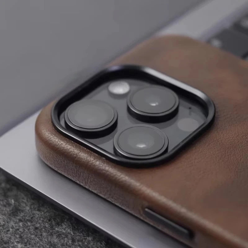 Retro Leather MagSafe Case for iPhone 12 13 14 15 16 17 Pro Max