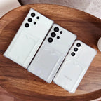 Transparent Card Holder Case for Samsung Galaxy S21 S22 S23 S24 S25