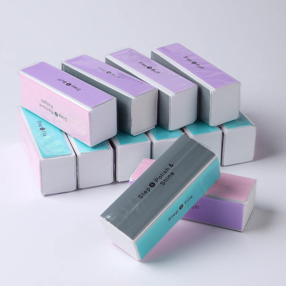 4 Sides Sponge Nail Buffer Professional Manicure Polishing Block