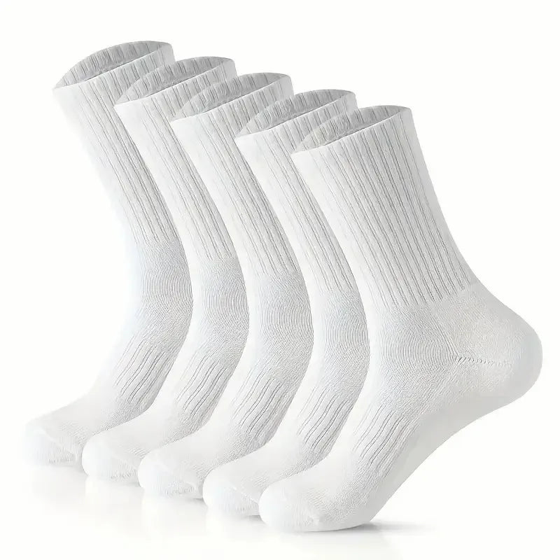 5/10/20 Pairs Solid Crew Socks Breathable Sweat-Absorbing All Season