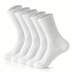 5/10/20 Pairs Solid Crew Socks Breathable Sweat-Absorbing All Season