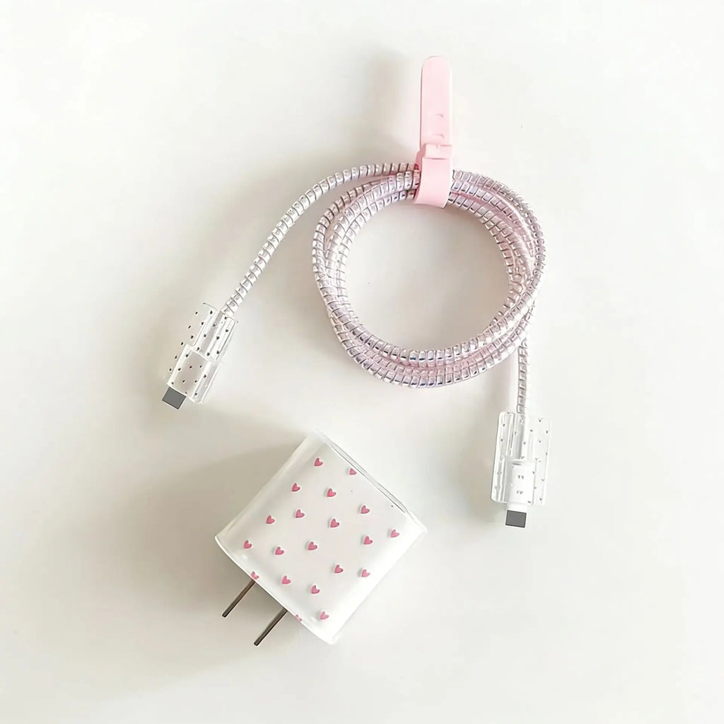 Transparent Pink Love Charger Case for iPhone 18W/20W