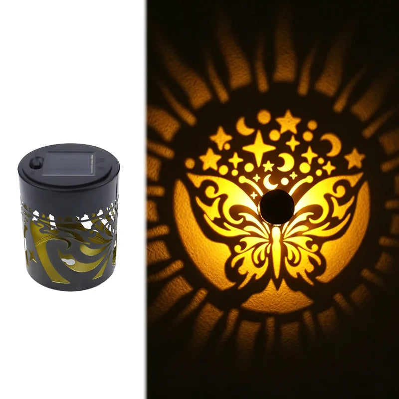 Solar Mandala Butterfly Wall Light Waterproof Outdoor Garden Fence Lamp