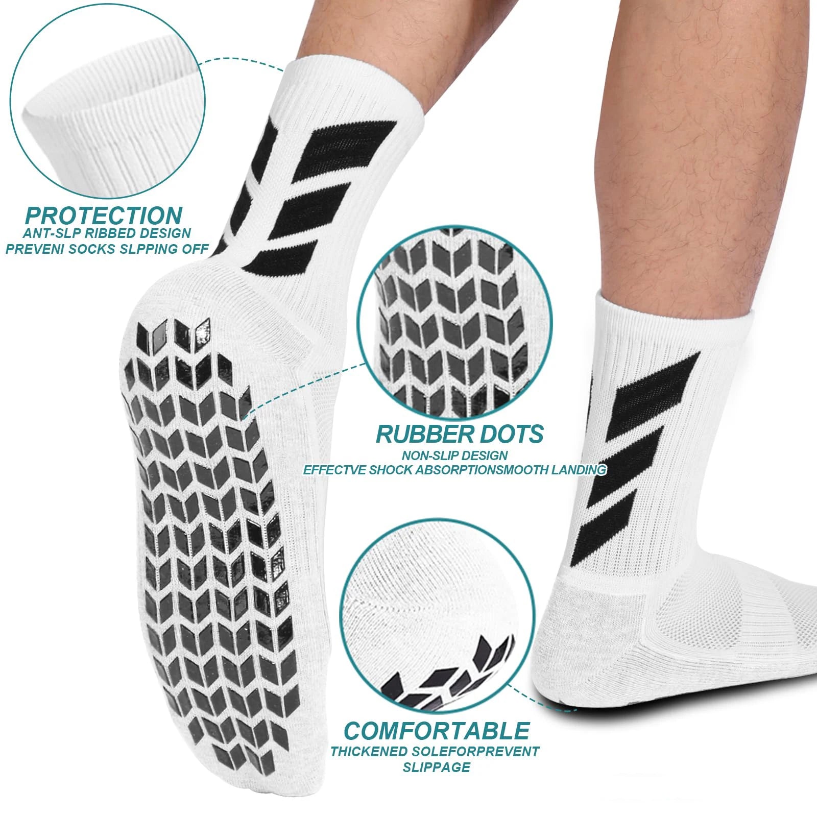 Men Anti Slip Football Socks Sports Grip Training Yoga Socks