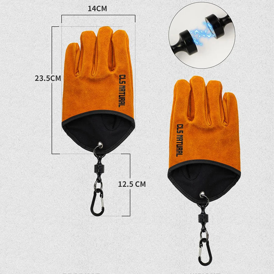 Cowhide Leather BBQ Gloves – Heat Resistant Grilling & Camping Mitts