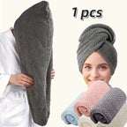 Absorbent Hair Towel Wrap Button Fast Dry Hair Turban for Women