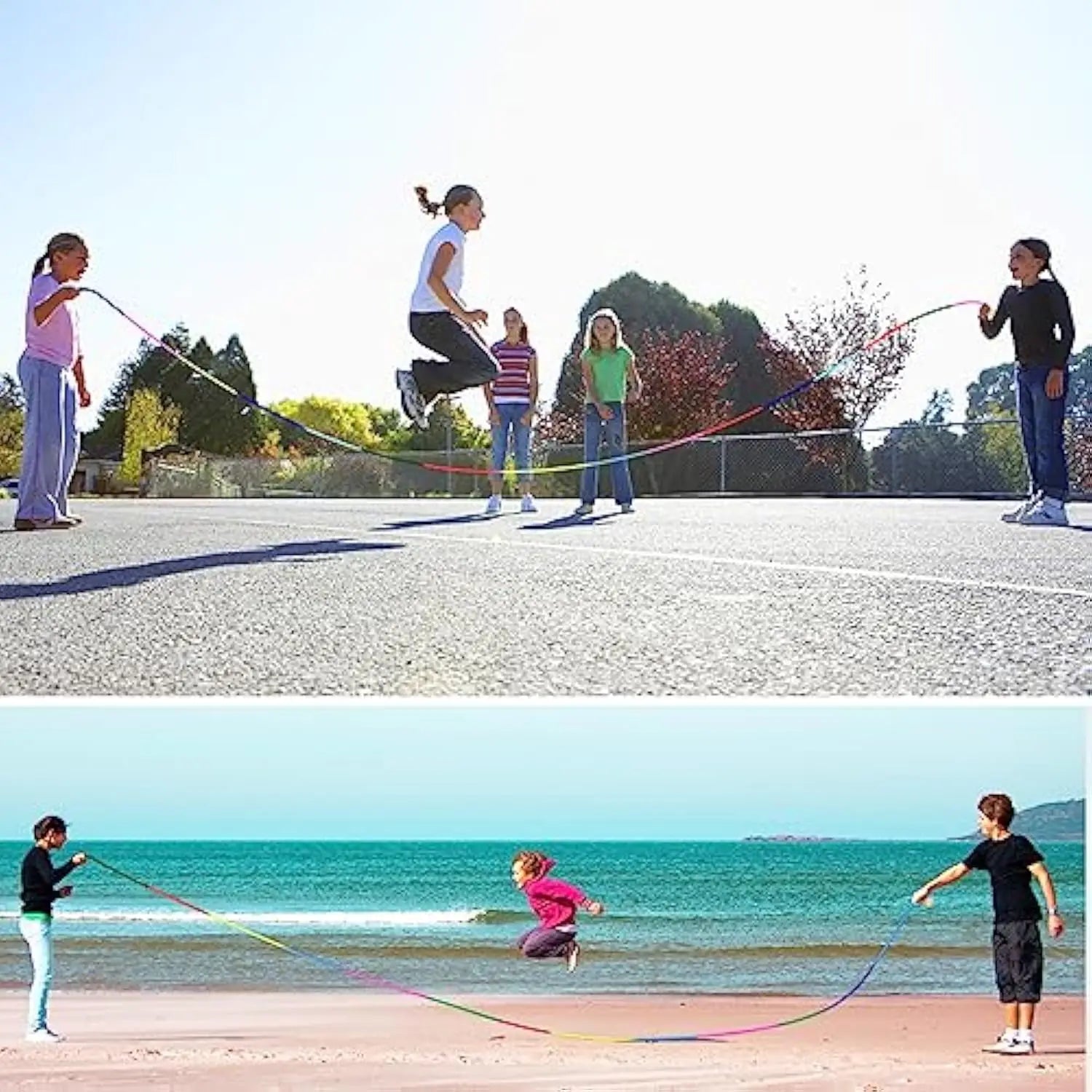 5M Rainbow Skipping Rope for Kids Long Speed Jump Rope with Handle