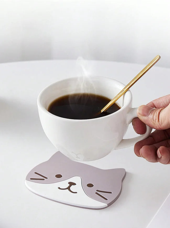 Cat Silicone Cup Coasters 5pcs Waterproof Heat Resistant Table Mats