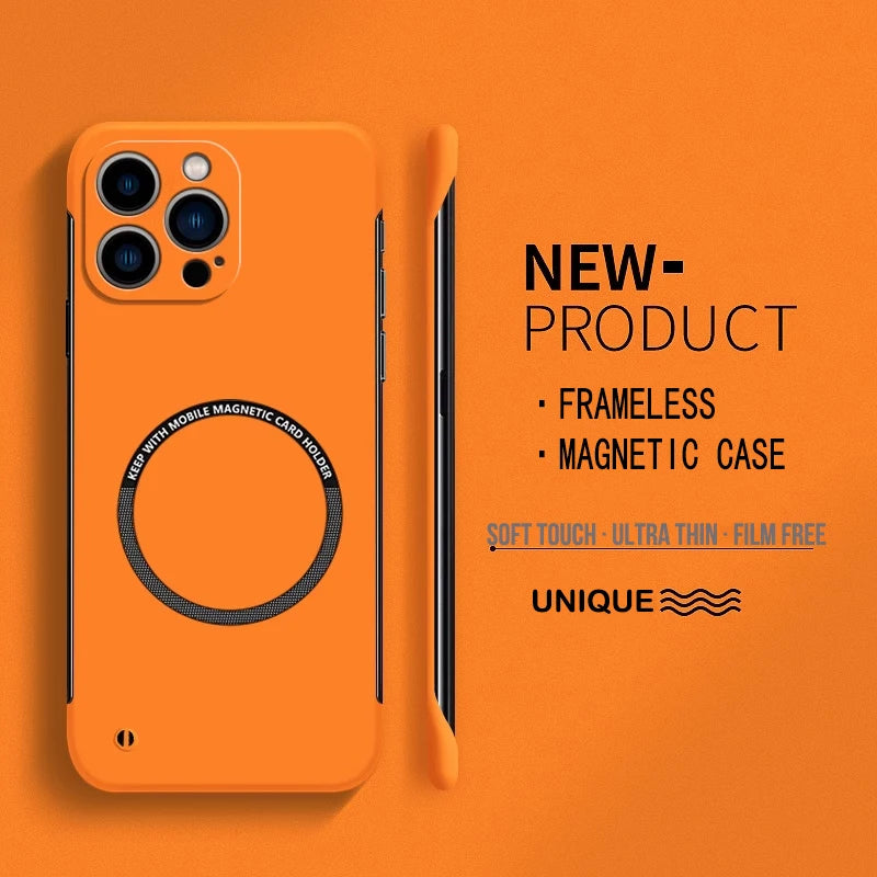 Magnetic Frameless Case for iPhone 15 14 13 12 11 Pro Max