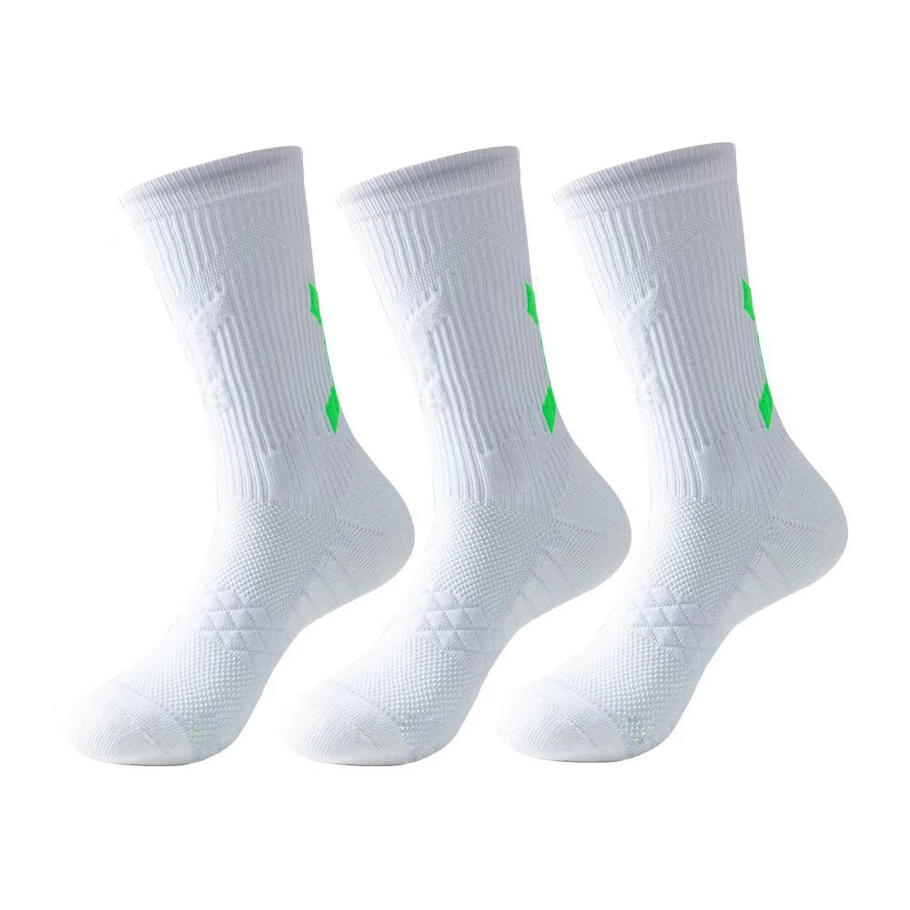 Men Cushioned Basketball Socks Long Breathable Badminton Sports Crew