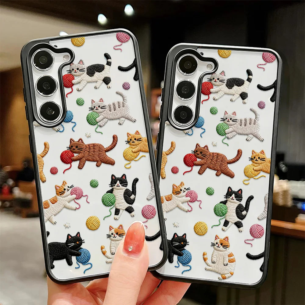 Cute Cat Wrist Strap Case For Samsung A26 A36 A56 S24 S25 S26 Ultra