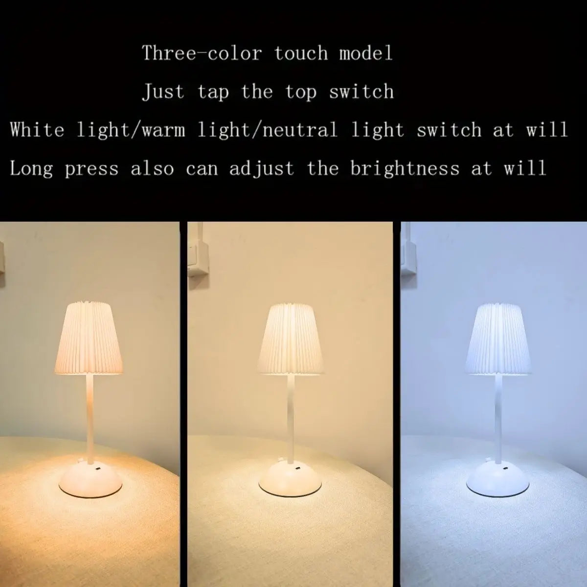 Pleated LED Desk Lamp with Touch Control & 3 Color Lights Secondary image