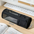 Clear Mesh Pencil Case Portable Standing Pen Holder Organizer