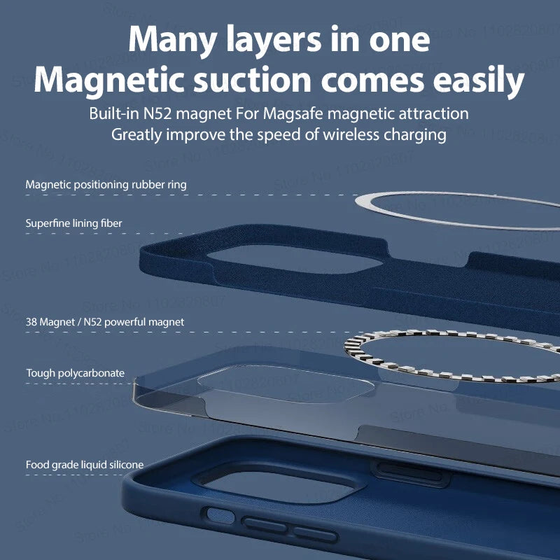 MagSafe Magnetic Silicone Case for iPhone 11 12 13 14 15 Pro Max