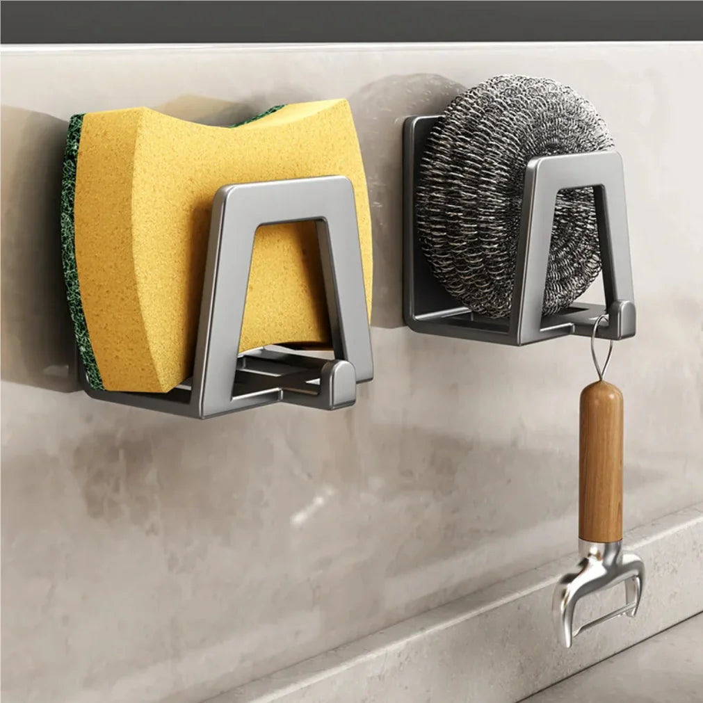 Stainless Steel Sponge Holder Self-Adhesive Sink Drain Organizer