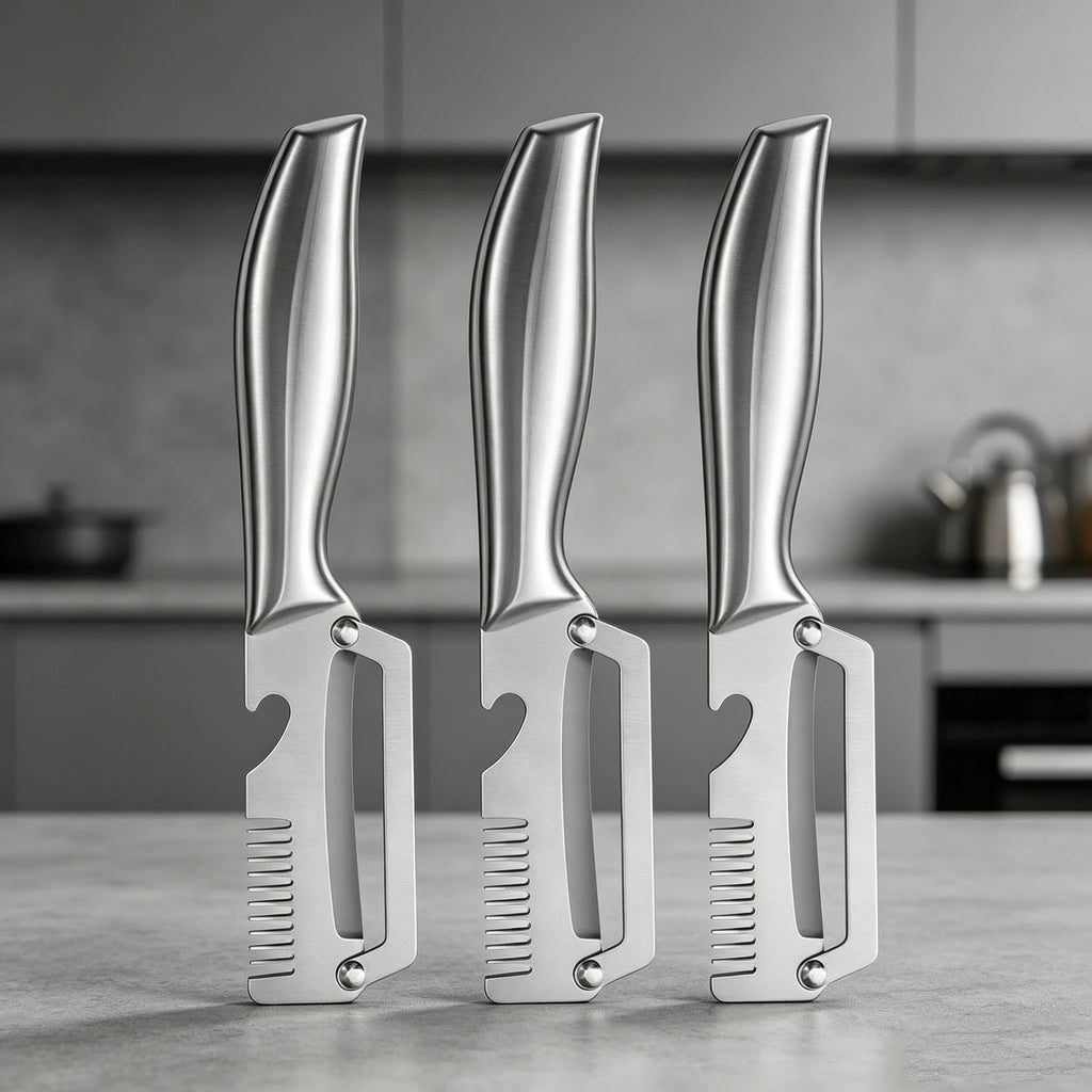 Multifunctional 3-in-1 Stainless Steel Peeler – Slicer & Shredder Tool