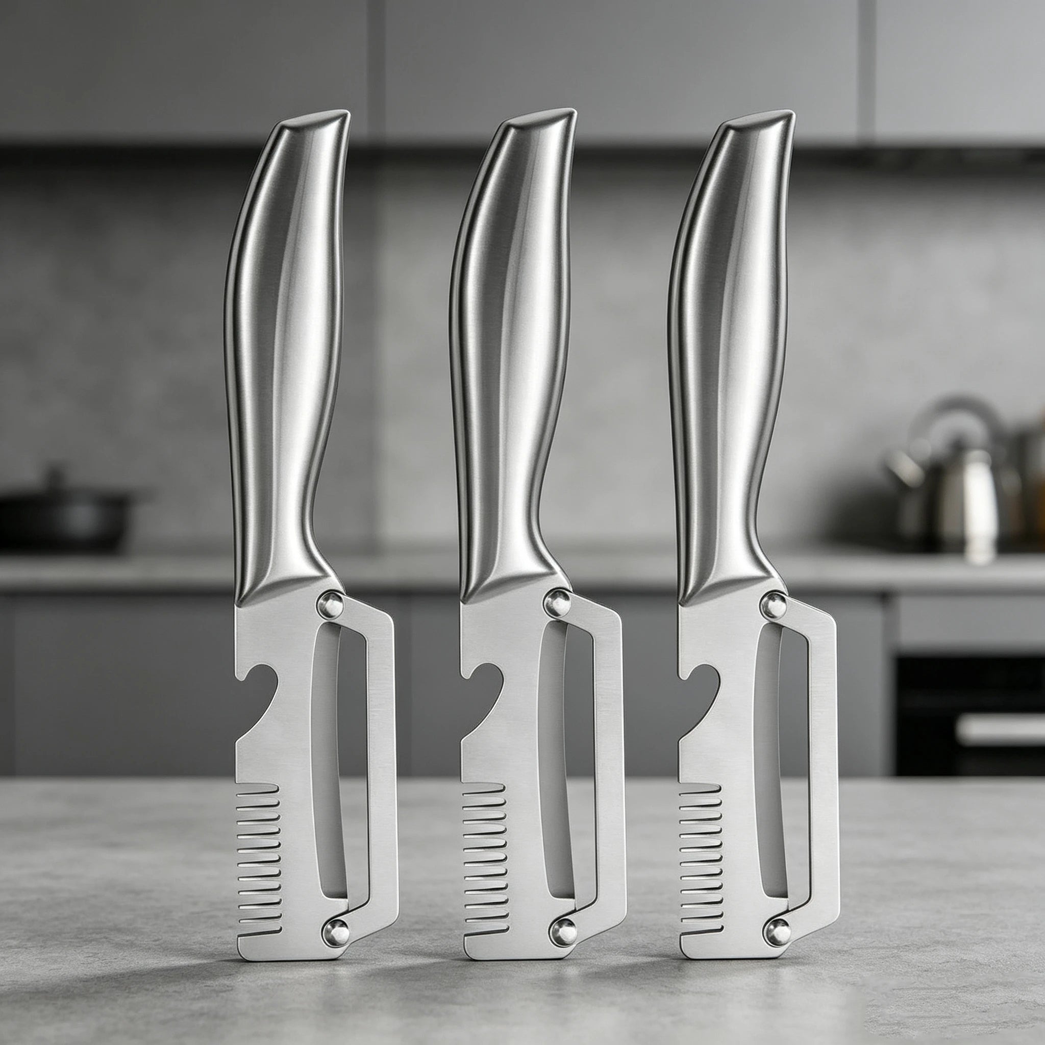 Multifunctional 3-in-1 Stainless Steel Peeler – Slicer & Shredder Tool