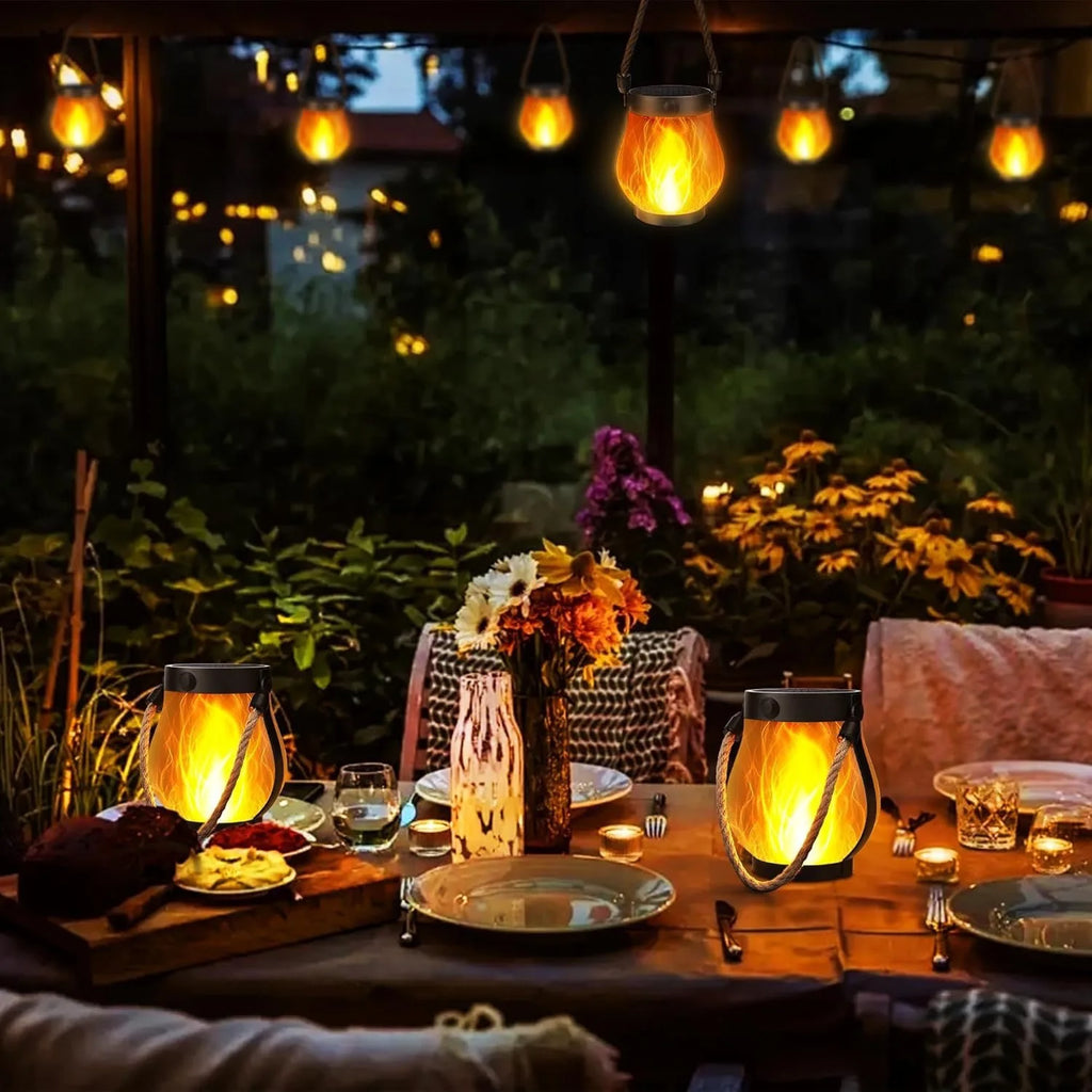 Solar Flame Rope Lantern Waterproof Hanging Lamp