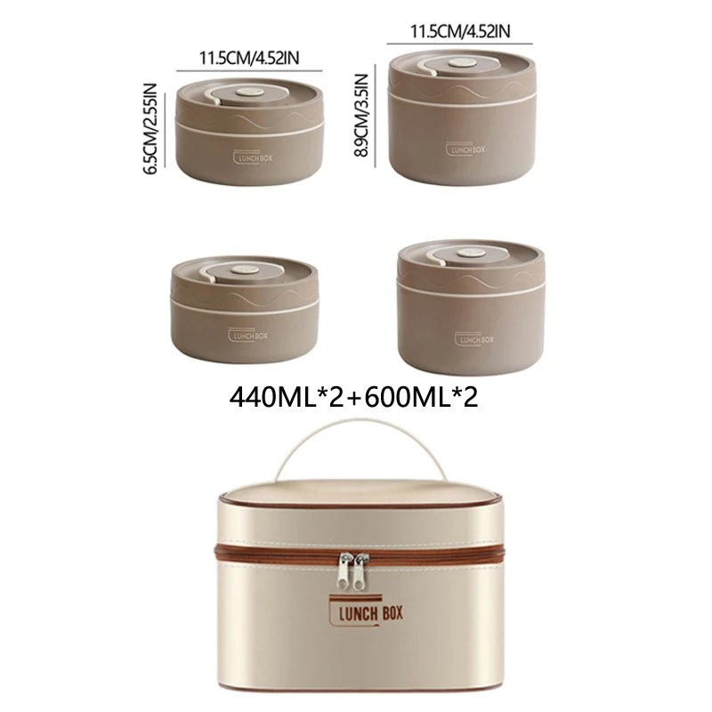 304 Stainless Steel Insulated Lunch Box Double Layer Sealed Food Container with Bag