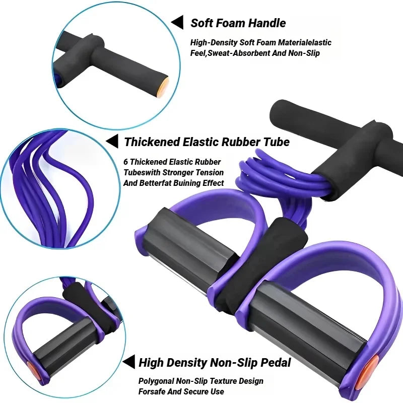 Pedal Resistance Bands 4 Tube Fitness Tensioner for Home Workout