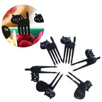 6PCS Black Cat Fruit Fork Set Cute Kids Bento Snack Forks