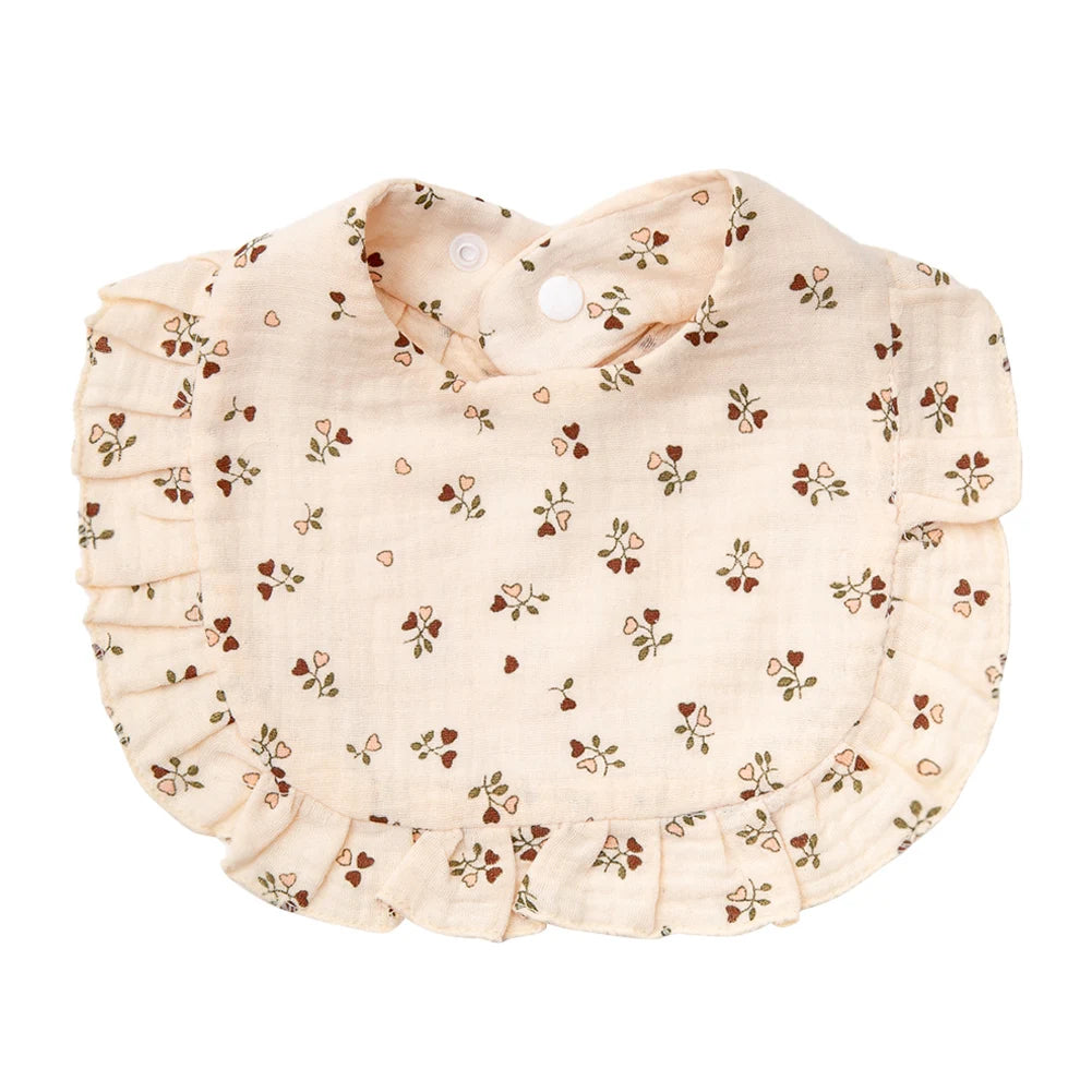Flower Print Baby Bibs Soft Cotton Feeding Scarf for Girls