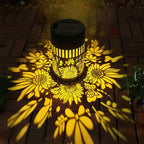 Solar Flower Fence Light Waterproof Metal Garden Wall Lantern
