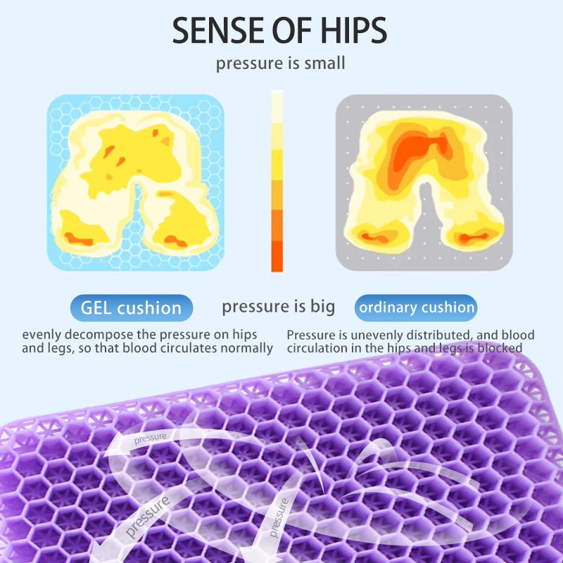 Honeycomb Gel Seat Cushion Decompression Back Sciatica Car Wheelchair
