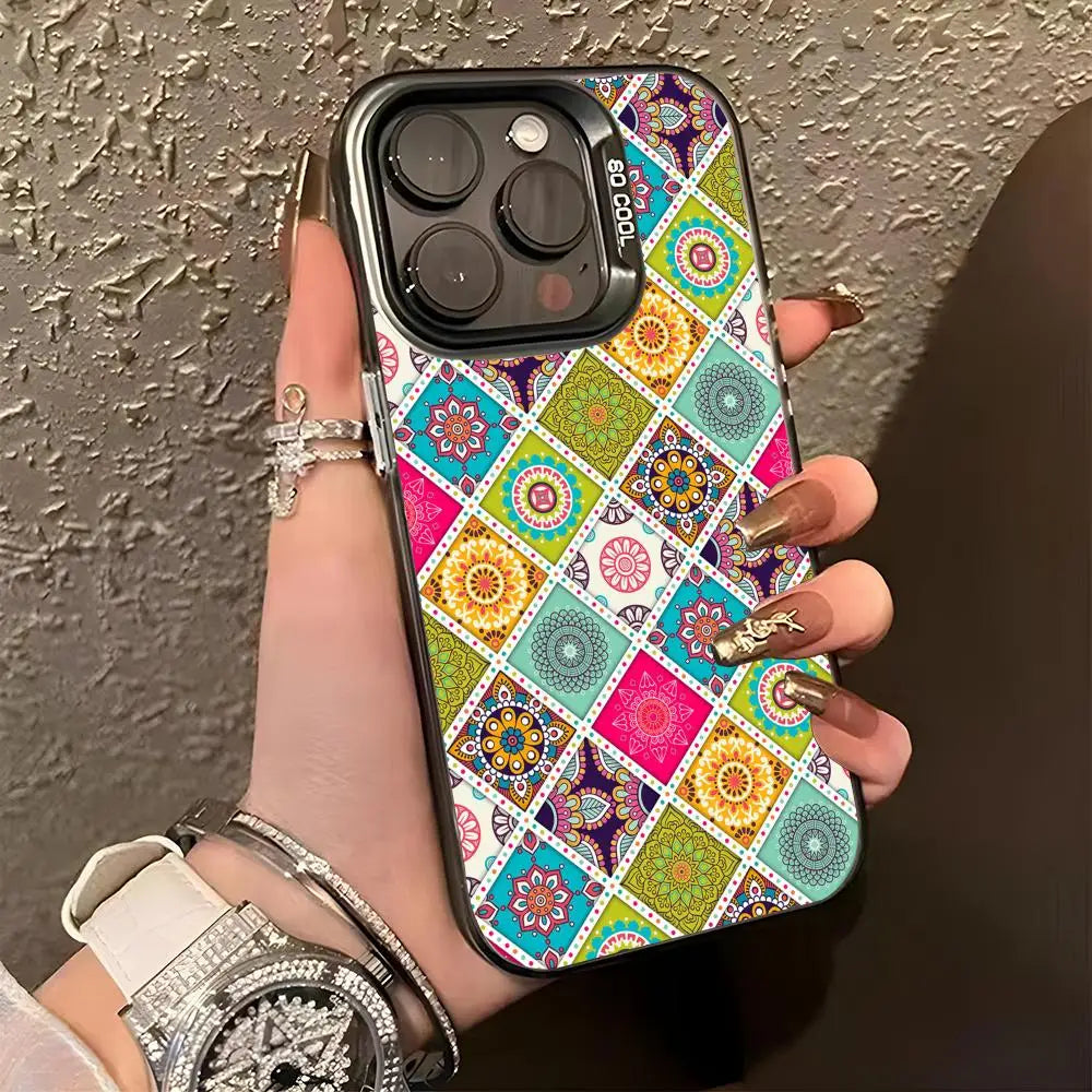 Iridescent Mandala TPU Case for iPhone 17 16 15 14 13 12 Pro Max Cover