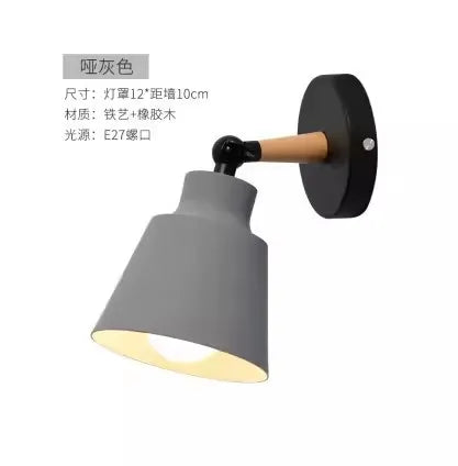 Nordic Solid Wood LED Wall Lamp Modern Bedside Light