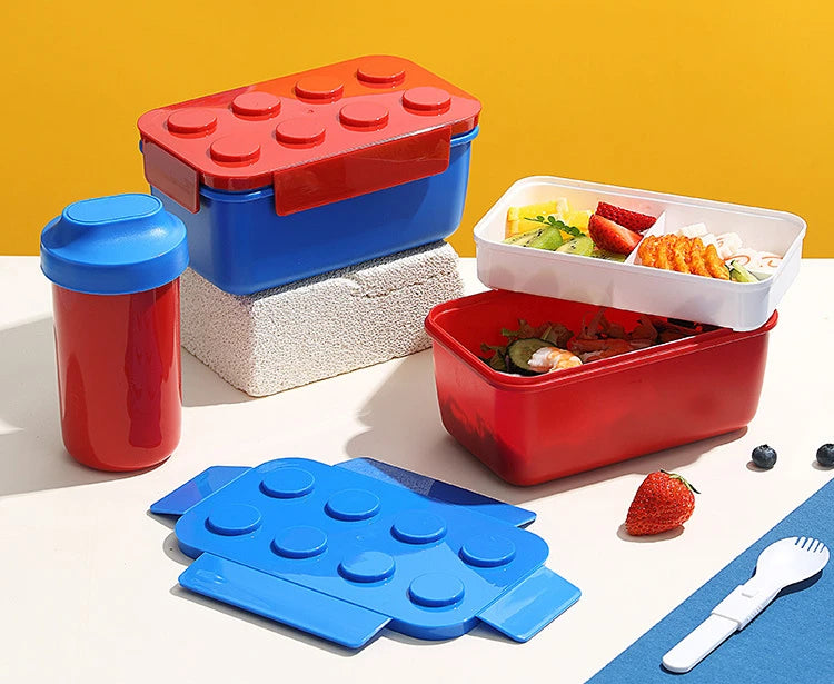 Portable Building Block Lunch Box 1050/1300ML Bento Food Container for Kids