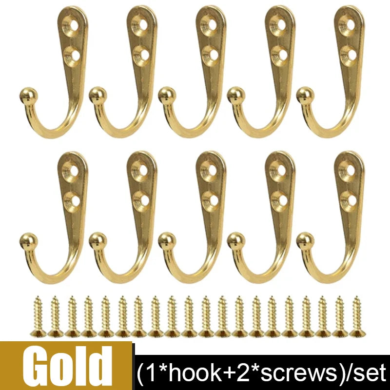 Alloy Wall Hooks with Screws Coat, Towel & Bag Hanging Hooks