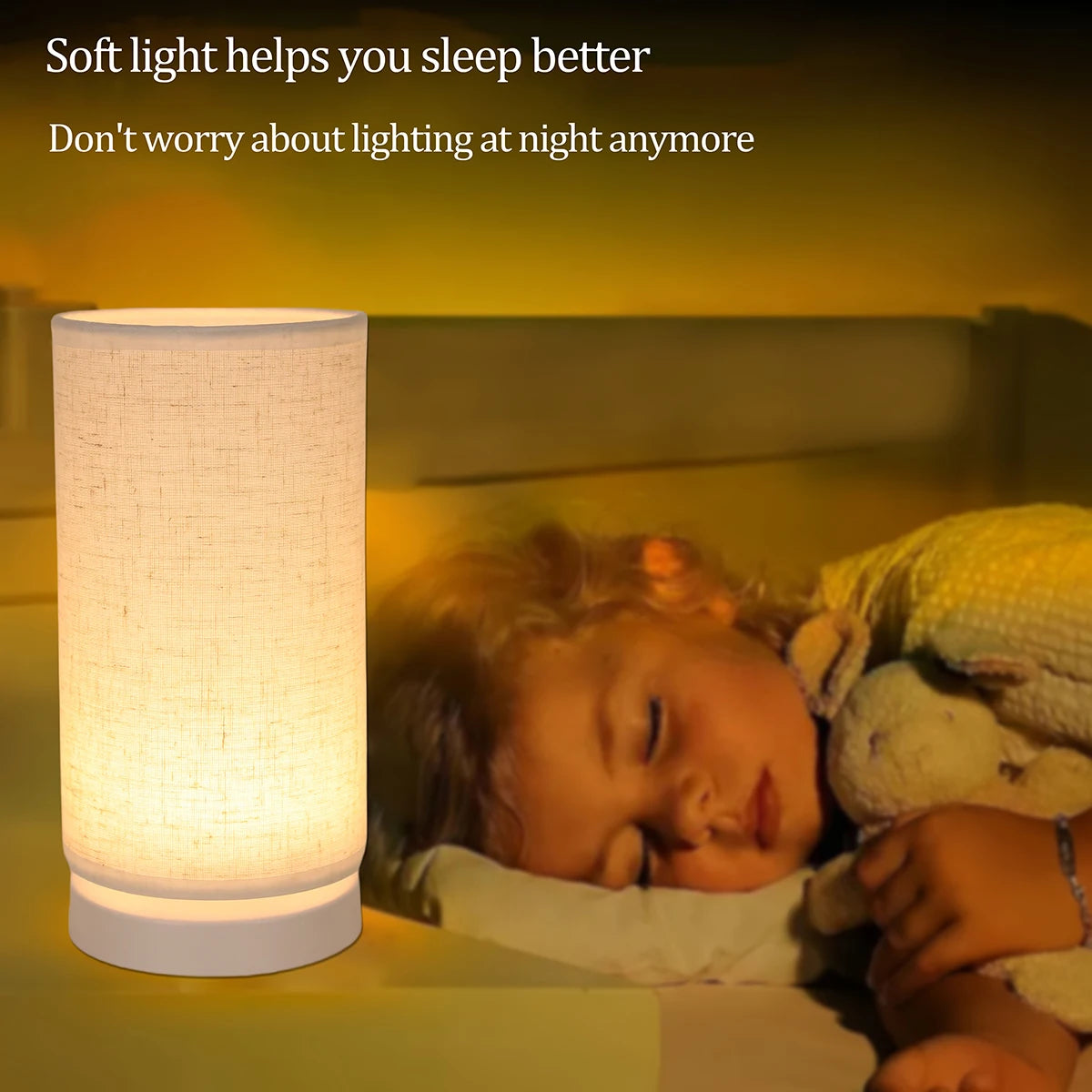 Fabric Cylinder Desk Lamp for Bedroom & Home Lighting