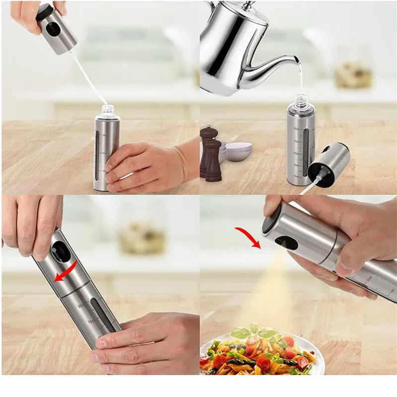 BBQ Oil Spray Bottle 304 Stainless Steel Olive Oil & Vinegar Sprayer